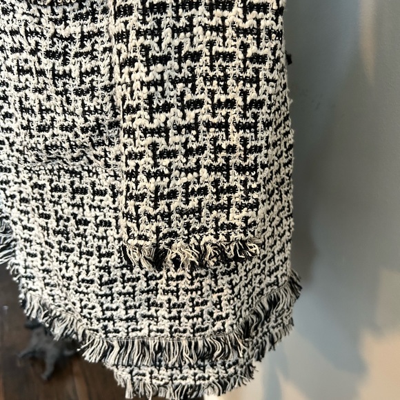 Y2K LAUNDRY by Shelli Segal Black & White Checkered Coat with Fringe XS - Picture 5 of 8